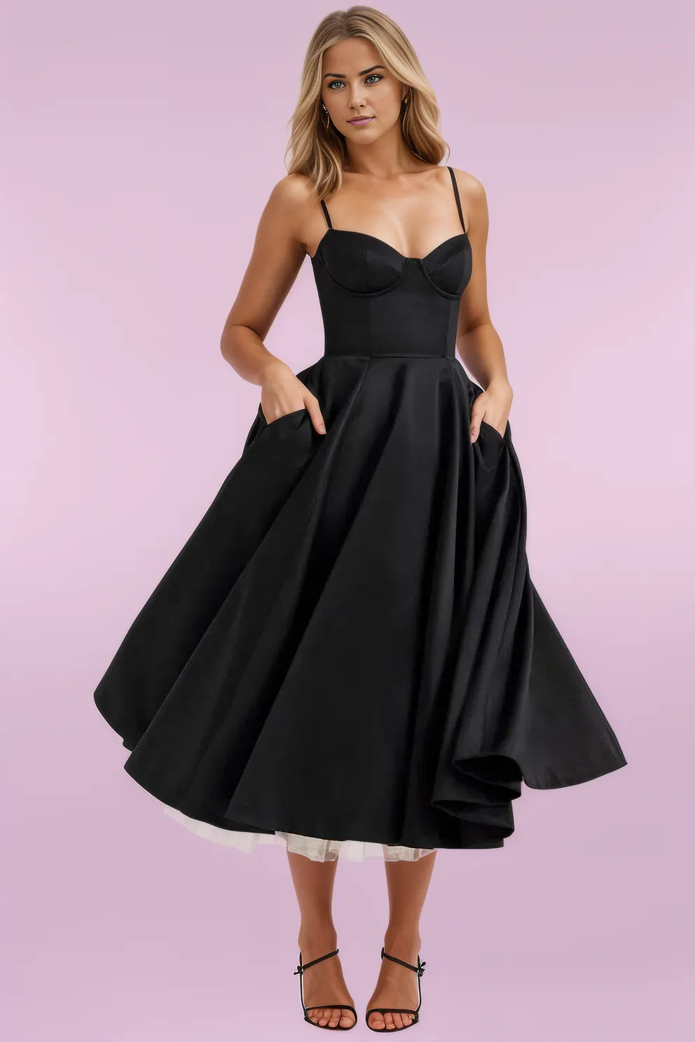 Black Christina Midi Dress