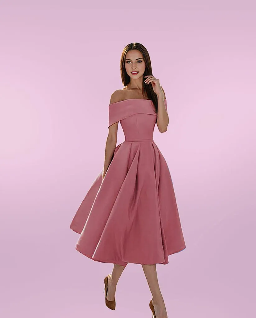 Elegant Midi Off-Shoulder Flare Dress for Women