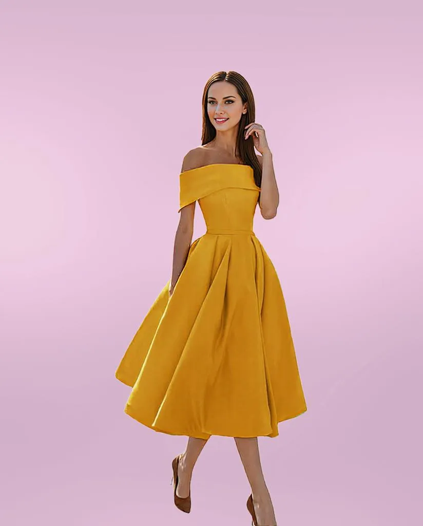 Elegant Midi Off-Shoulder Flare Dress for Women