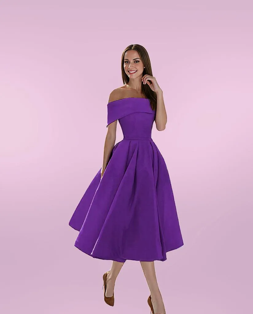 Elegant Midi Off-Shoulder Flare Dress for Women