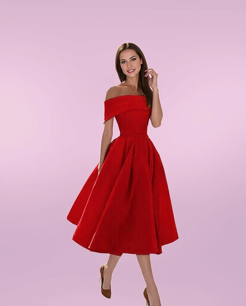 Elegant Midi Off-Shoulder Flare Dress for Women