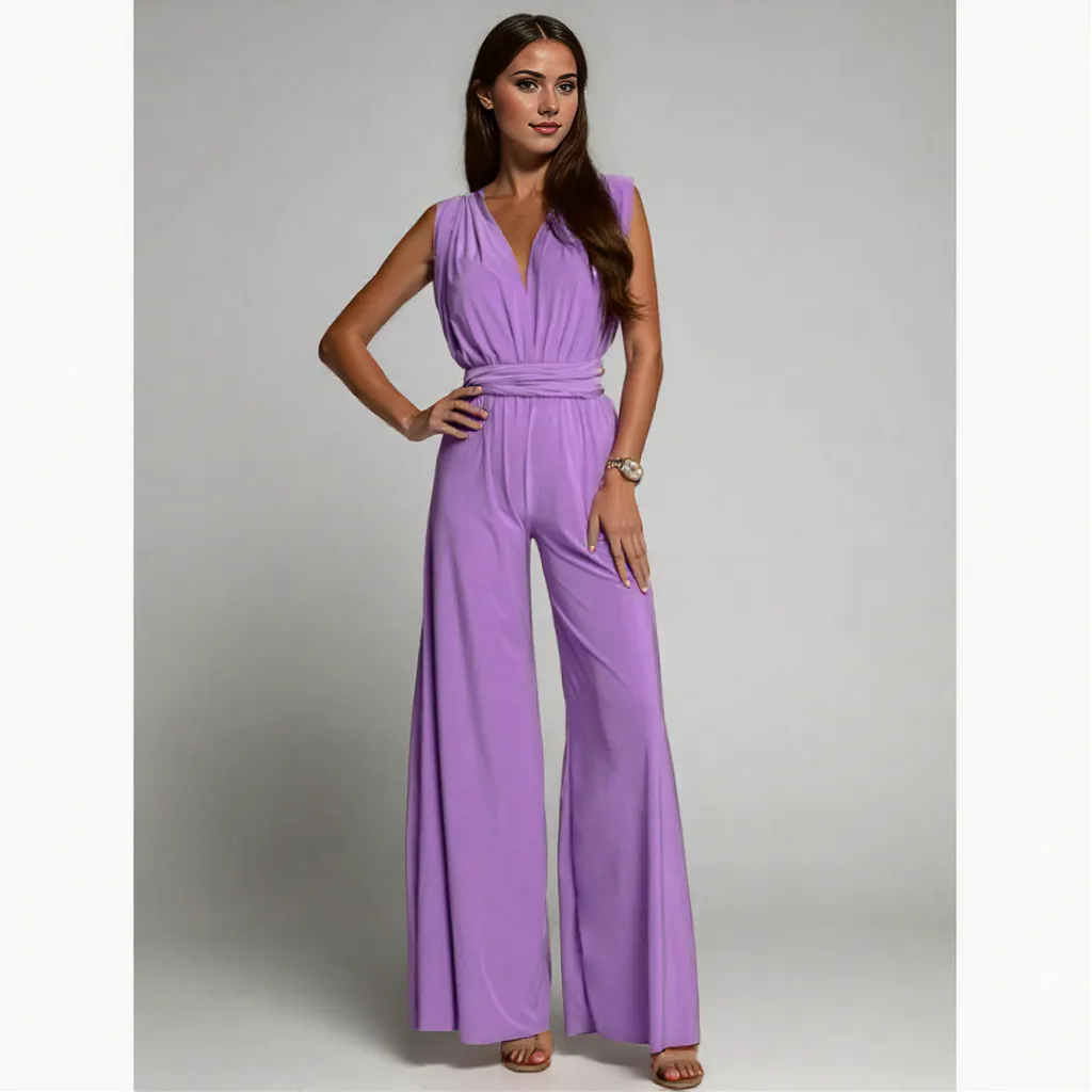 Daisy | Stylish Sleeveless Wide-Leg Jumpsuit for Women | Wrap Waist Design