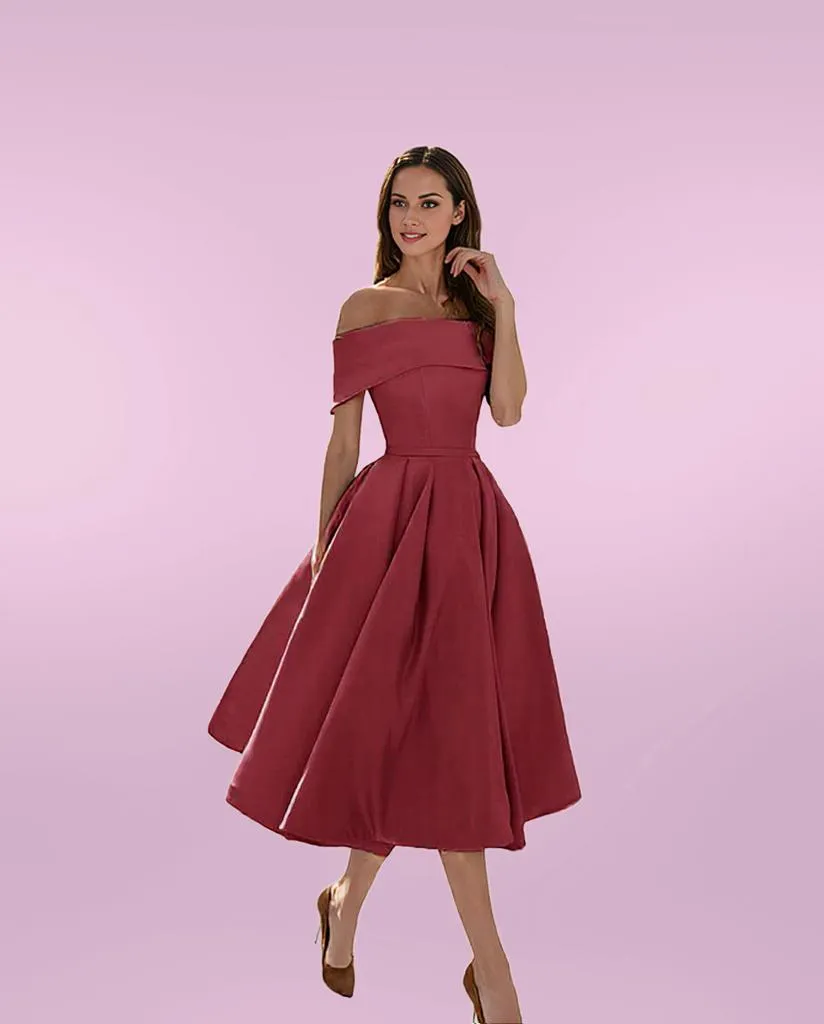 Elegant Midi Off-Shoulder Flare Dress for Women