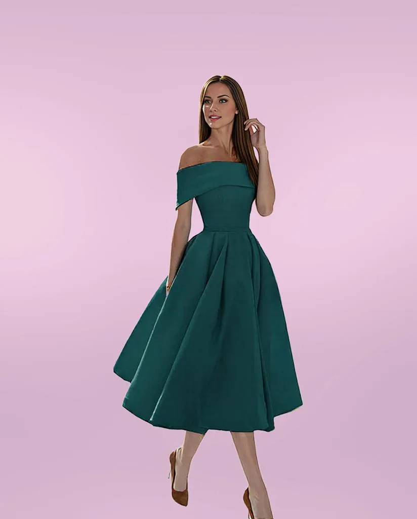 Elegant Midi Off-Shoulder Flare Dress for Women