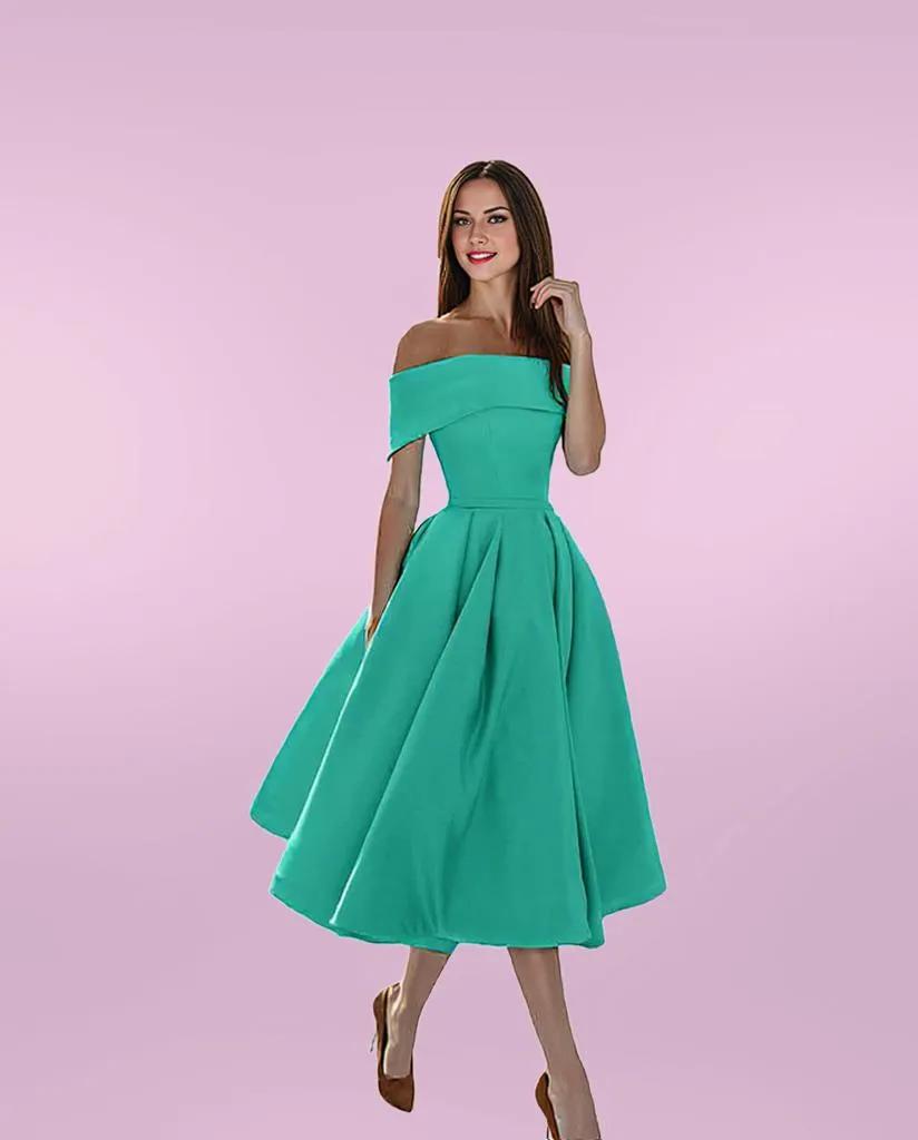 Elegant Midi Off-Shoulder Flare Dress for Women