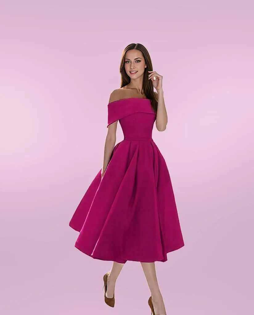 Elegant Midi Off-Shoulder Flare Dress for Women