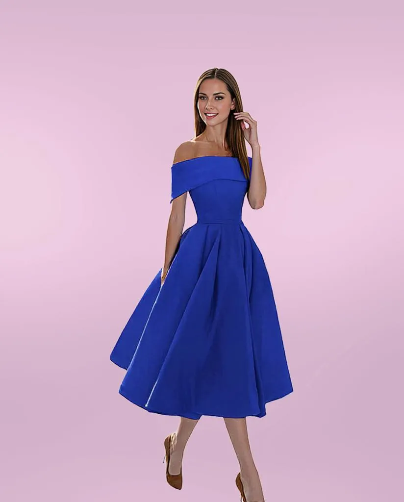 Elegant Midi Off-Shoulder Flare Dress for Women