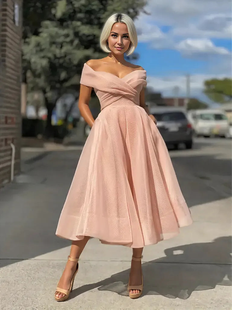 Chic Off-Shoulder Midi Dress for Women