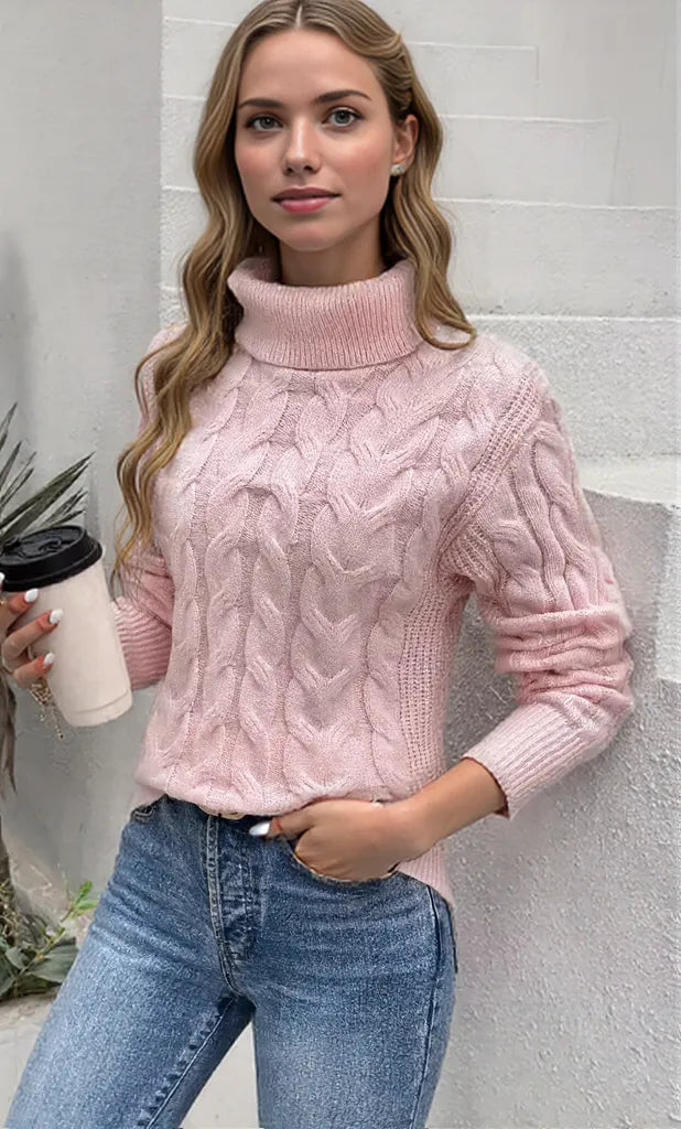 Women's Cozy Cable-Knit Turtleneck Sweater