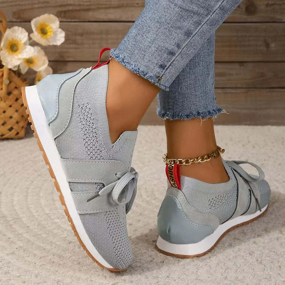 Ladies' Lace-Up Mesh Comfort Sneakers