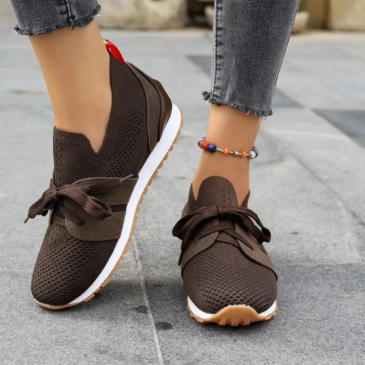 Ladies' Lace-Up Mesh Comfort Sneakers