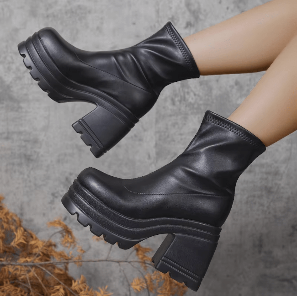 Chic and Cozy Women's PU Leather High-Heeled Boots