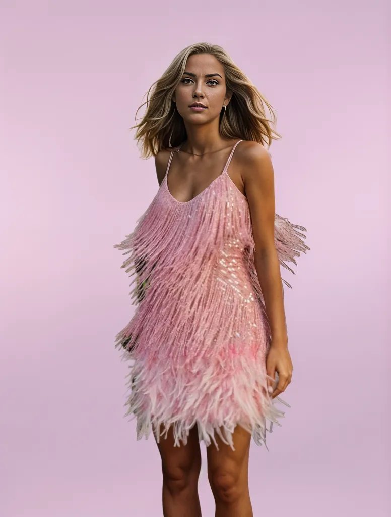 Sophia | Tassel Mini Dress Embellished with Sequins and Feathers