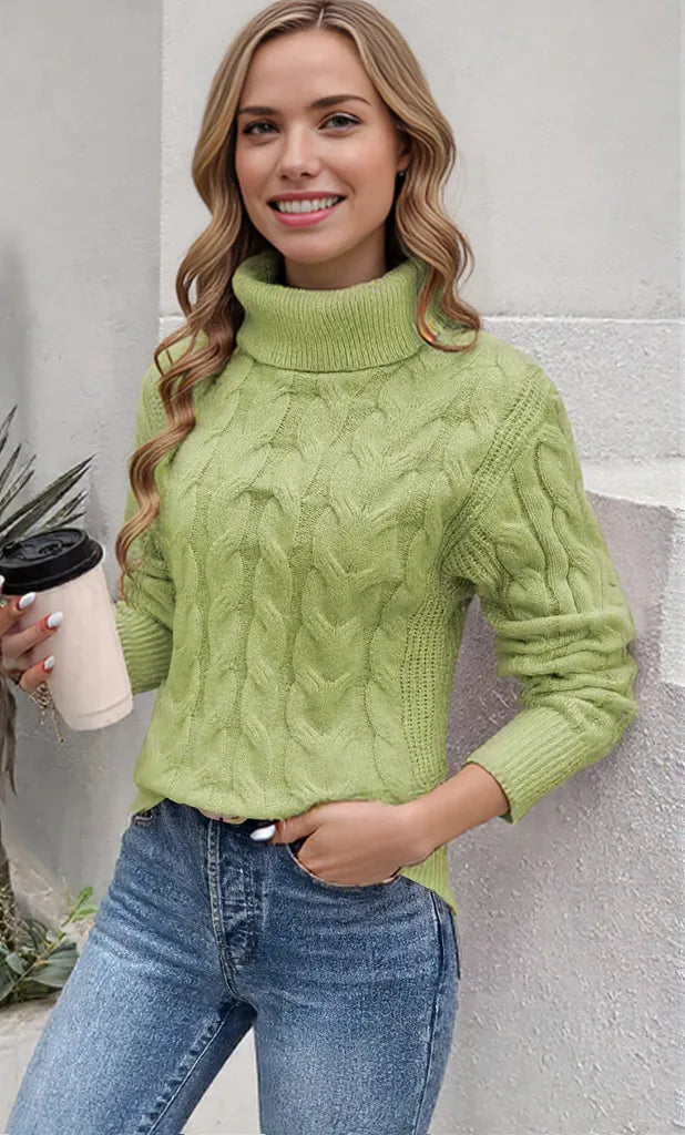 Women's Cozy Cable-Knit Turtleneck Sweater