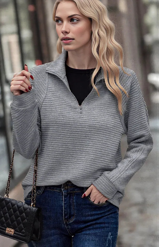 Ella | Women's Textured Quarter-Zip Pullover