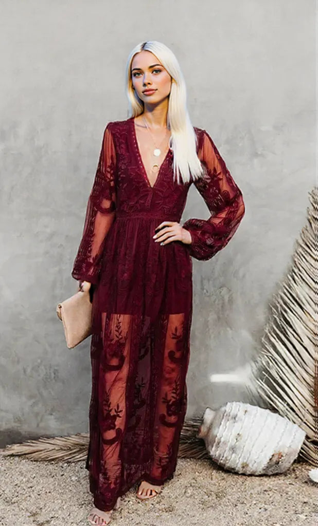 Marilyn - Classic Bohemian Lace Maxi Dress for Women