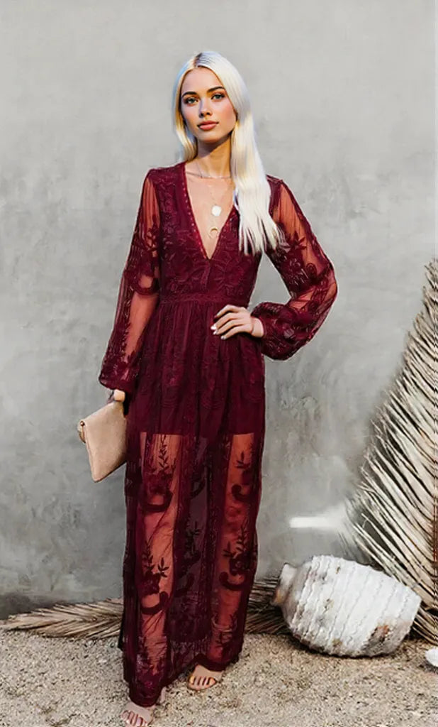 Marilyn - Classic Bohemian Lace Maxi Dress for Women